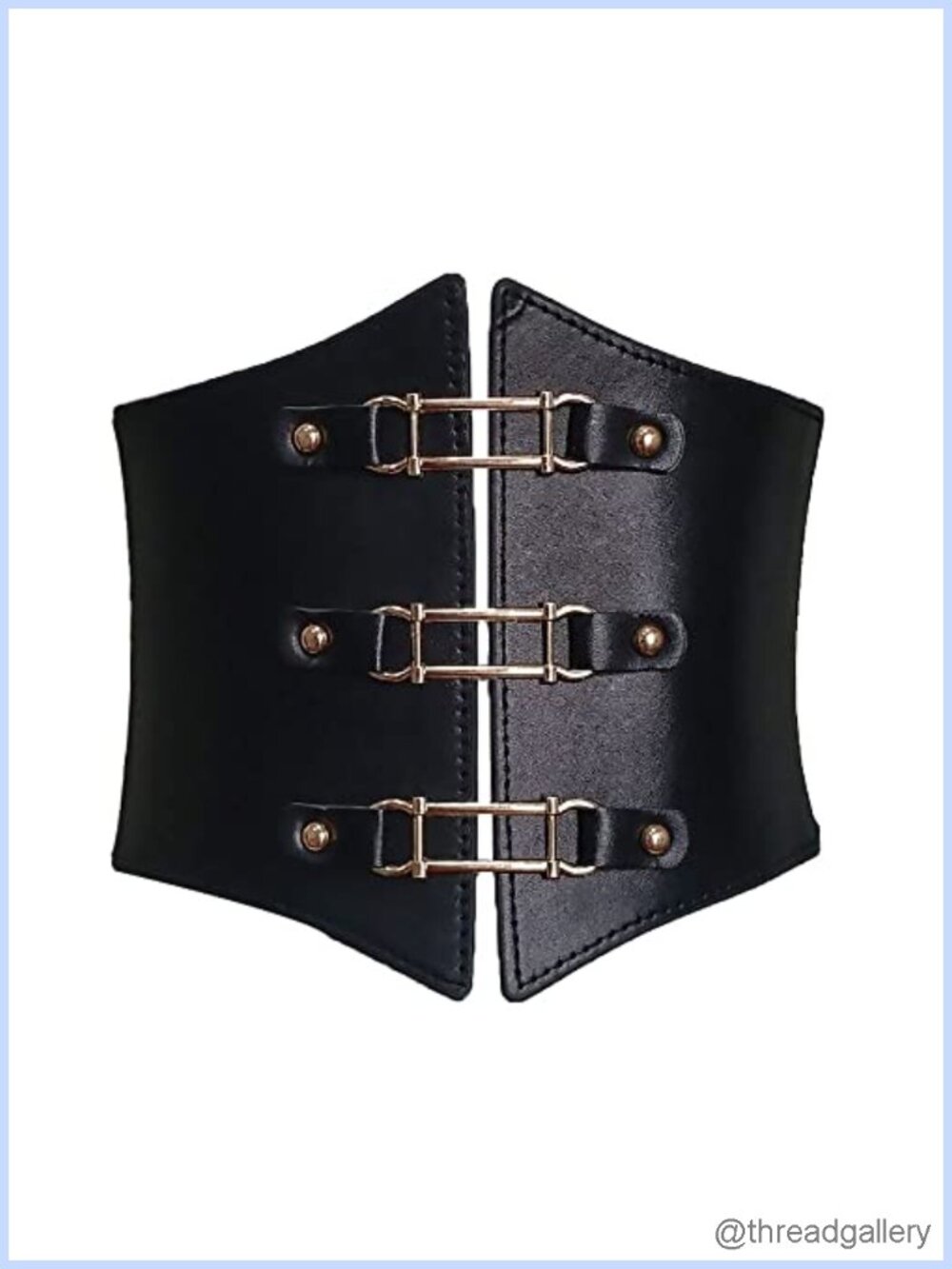PU Leather Cummerbund Waist Belt with Metal Buckle Rivet Detail